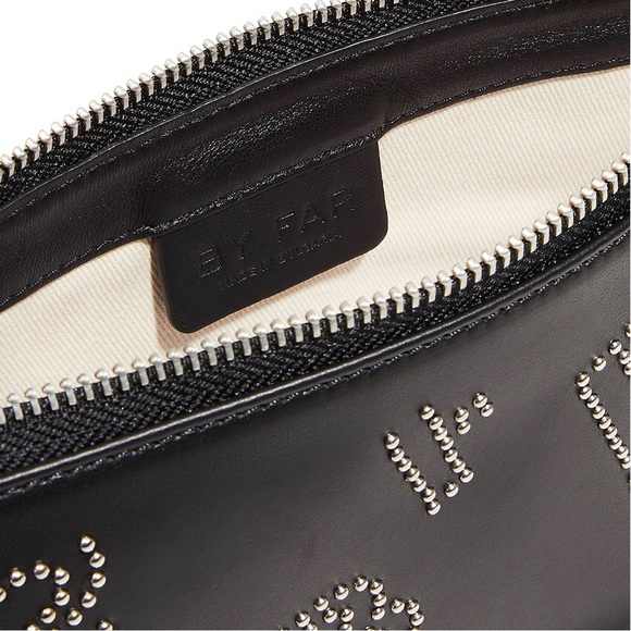 By Far Rachel Black Stud Leather Shoulder Bag - Picture 15 of 16